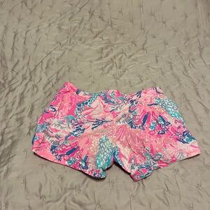 Lilly Pulitzer Pink and Blue Patterned Athletic Shorts